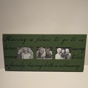 Sage Green Wooden Collage Photo Frame Wall Accent Sentimental Family 26" X 12"